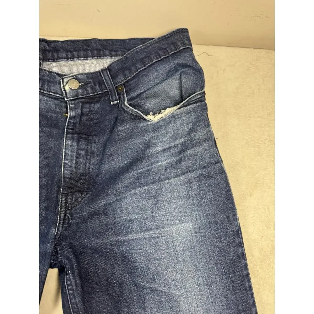 Levi’s 514 Mens 36x32 Blue Straight Leg Jeans Distressed Medium Wash Denim